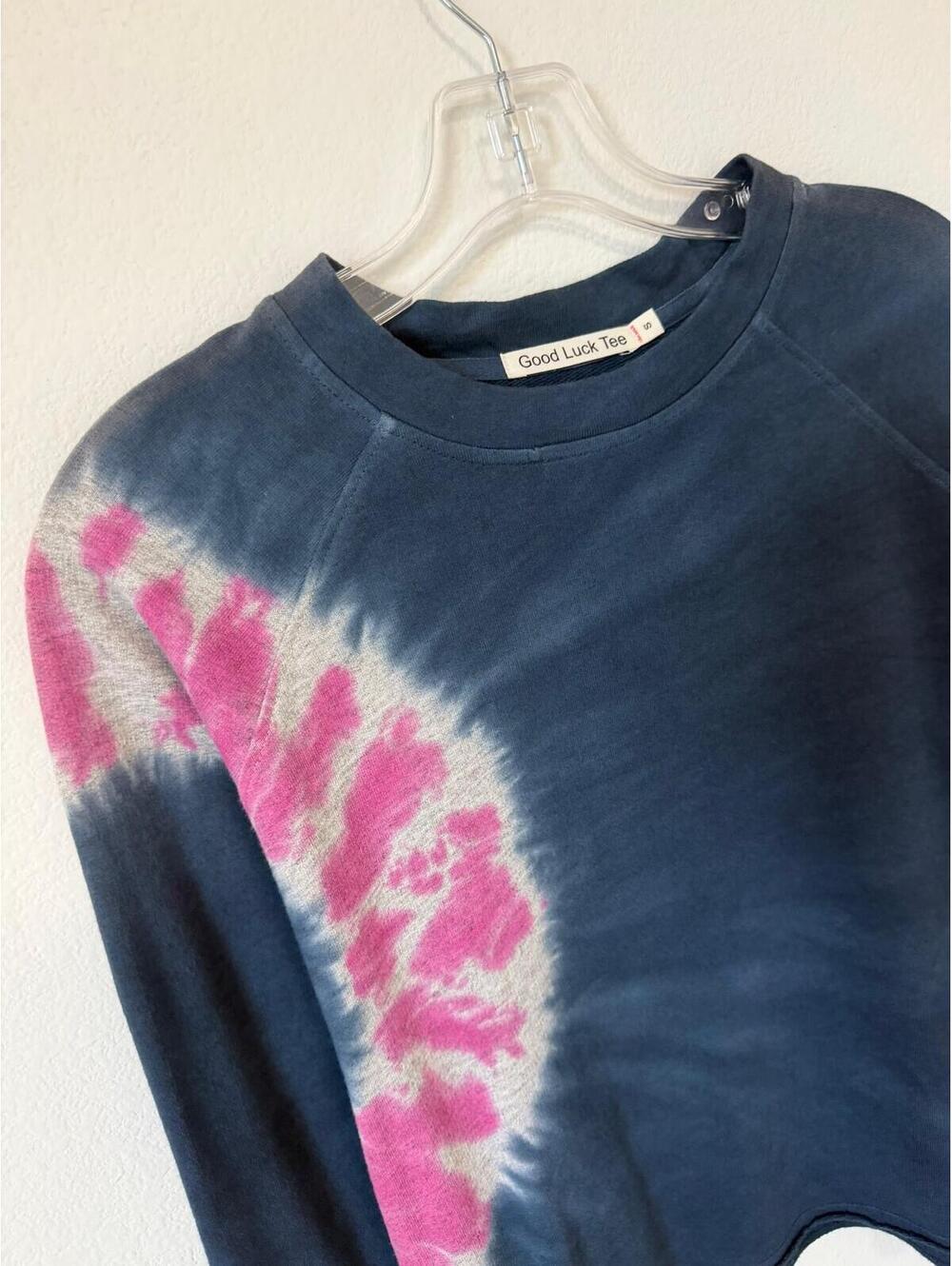 Good Luck Tee NWT Long Sleeve Crew Neck Tie Dye Shirt Women's Size S - Picture 5 of 6